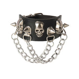 Skull Punk Gothic Rock Leather Wristband Bracelet
