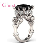 925 Silver Skull Ring Punk Style CZ Skeleton Anillos For Party