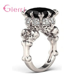 925 Silver Skull Ring Punk Style CZ Skeleton Anillos For Party