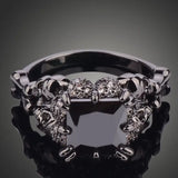 Skull Ring Rhodium Plated Demon Princess Zircon Women's Wedding