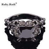 Skull Ring Rhodium Plated Demon Princess Zircon Women's Wedding