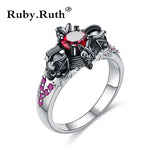 Skull Ring Women's Red Purple Green Punk Zirconia Crystal Ring