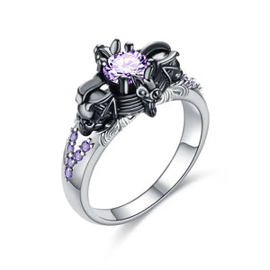 Skull Ring Women's Red Purple Green Punk Zirconia Crystal Ring