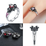 Skull Ring Women's Red Purple Green Punk Zirconia Crystal Ring