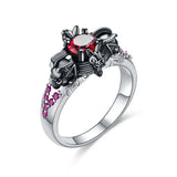 Skull Ring Women's Red Purple Green Punk Zirconia Crystal Ring