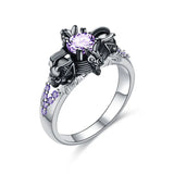 Skull Ring Women's Red Purple Green Punk Zirconia Crystal Ring