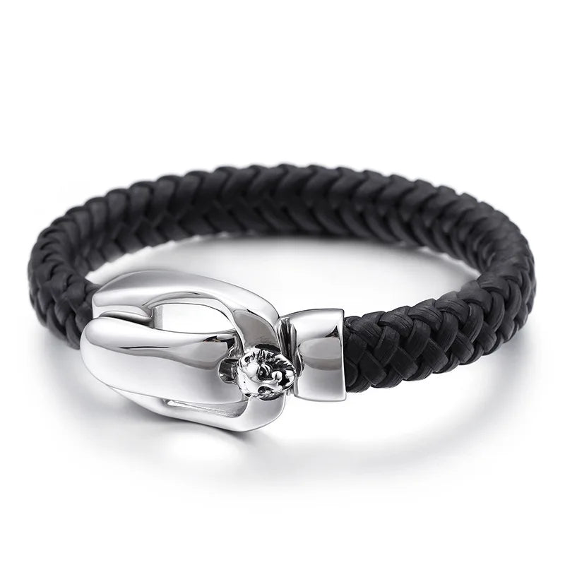 Skull Stainless Steel Bracelet Titanium Steel Casting Vintage Leather Jewelry