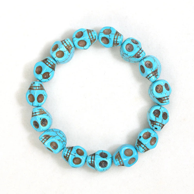 Vintage Turquoise Skull String Bracelet Men Women Jewelry Link Gift Male