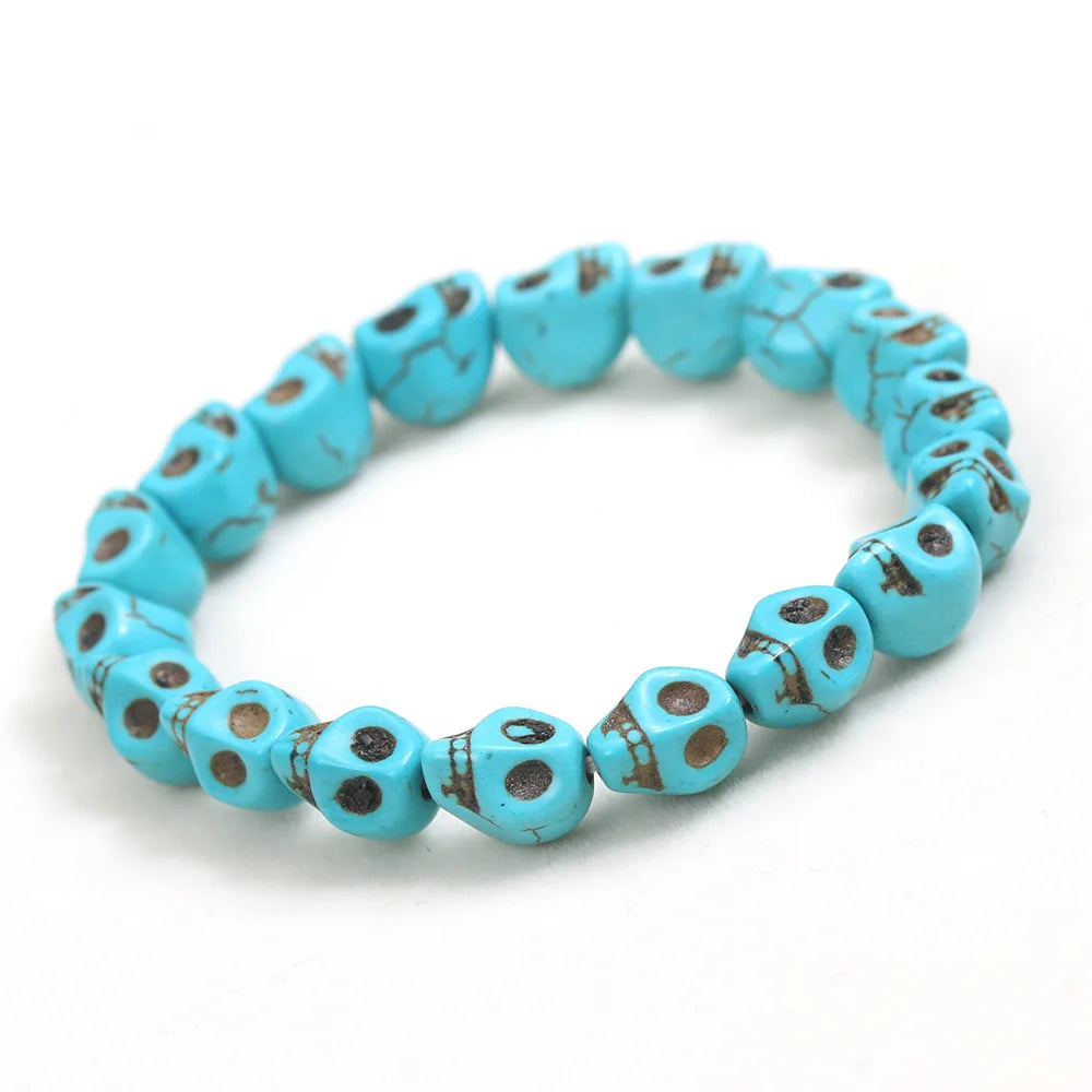Vintage Turquoise Skull String Bracelet Men Women Jewelry Link Gift Male