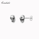 Skull Stud Earrings 925 Sterling Silver High Europe Style Fine Jewelry