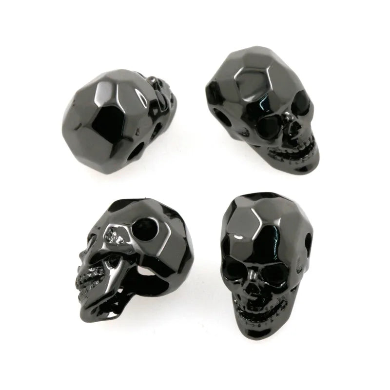Skull Bead Faceted Micro Pave Bead CZ Bead Clear Cubic Zirconia