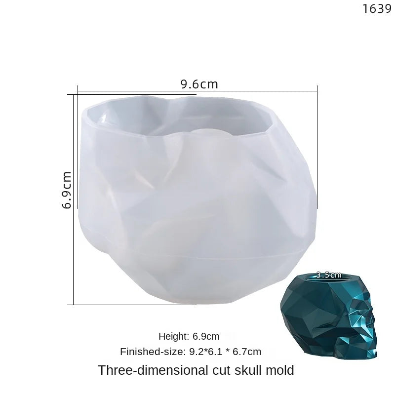 Skull Gemstone Cut Surface Silicone Mold for Epoxy Resin Jewelry