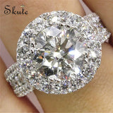 CZ Silver Engagement Rings Crystal Wedding Rings for Women
