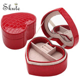 Wedding Heart Jewelry Box Organizer Portable Leather Ring Bracelet Display