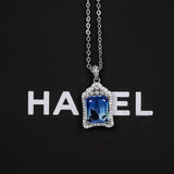 925 Sterling Silver Sky CRYSTAL Gemstone Pendant Necklace for Women