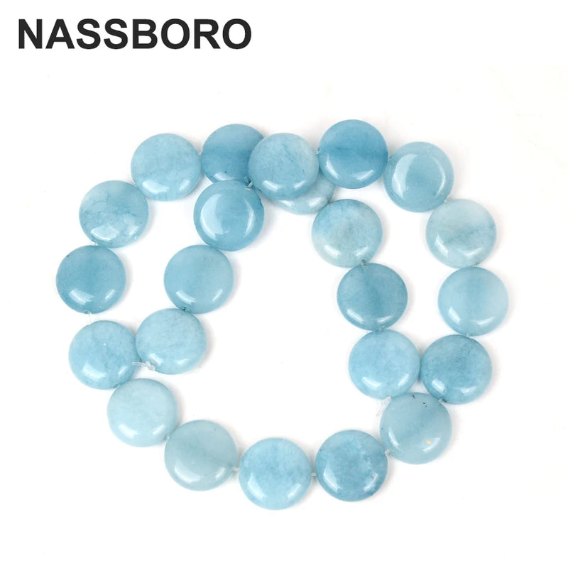 Sky Natural Stone Flat Round Coin Spacer Beads for Jewelry Making DIY