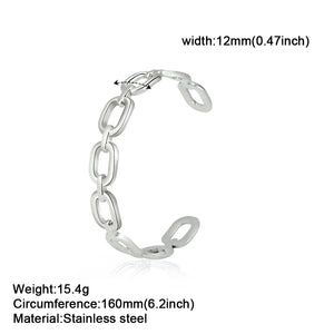 Skyrim Punk Geometric Cuff Bracelet Women Stainless Steel Bangle