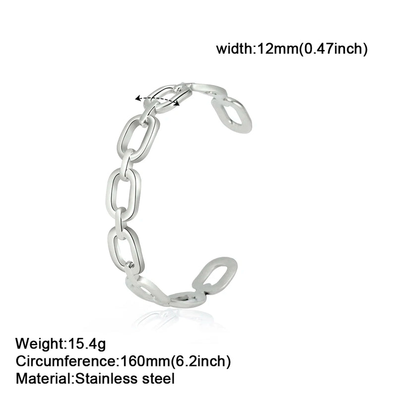Skyrim Punk Geometric Cuff Bracelet Women Stainless Steel Bangle