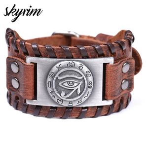 Ancient Egypt Leather Bracelet Eye of Horus Wicca Amulet Talisman Jewelry