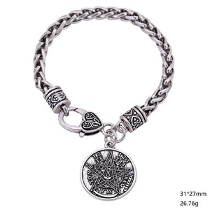 Skyrim Antique Pentagram Pendant Bracelet Wiccan Talisman Pagen Amulet Bangle