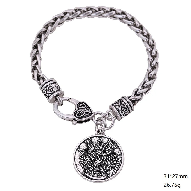 Skyrim Antique Pentagram Pendant Bracelet Wiccan Talisman Pagen Amulet Bangle