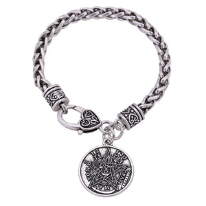 Skyrim Antique Pentagram Pendant Bracelet Wiccan Talisman Pagen Amulet Bangle