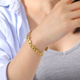 Skyrim Bohemian Evil Eye Cuff Bracelet Stainless Steel Adjustable Women Bangle