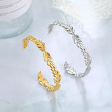 Skyrim Bohemian Leaf Cuff Bracelet Stainless Steel Women Adjustable Bangle