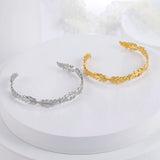 Skyrim Bohemian Leaf Cuff Bracelet Stainless Steel Women Adjustable Bangle