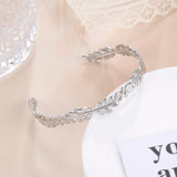 Skyrim Bohemian Leaf Cuff Bracelet Stainless Steel Women Adjustable Bangle