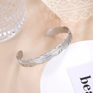 Skyrim Tree Leaves Cuff Bracelet Stainless Steel Bangle