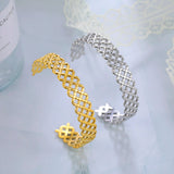 Skyrim Women Flower Cuff Bracelet Stainless Steel Open Bangle