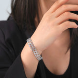 Skyrim Women Flower Cuff Bracelet Stainless Steel Open Bangle
