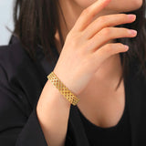Skyrim Women Flower Cuff Bracelet Stainless Steel Open Bangle