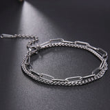 Boho Moon Star Double Layer Anklet for Women, Stainless Steel