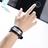 Skyrim Logo Leather Bracelet with Stainless Steel Charm