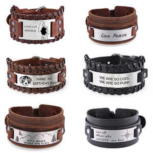 Skyrim Logo Leather Bracelet with Stainless Steel Charm