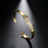 Skyrim Name Bangle Bracelet Personalized Letter Cuff Bangles Stainless Steel