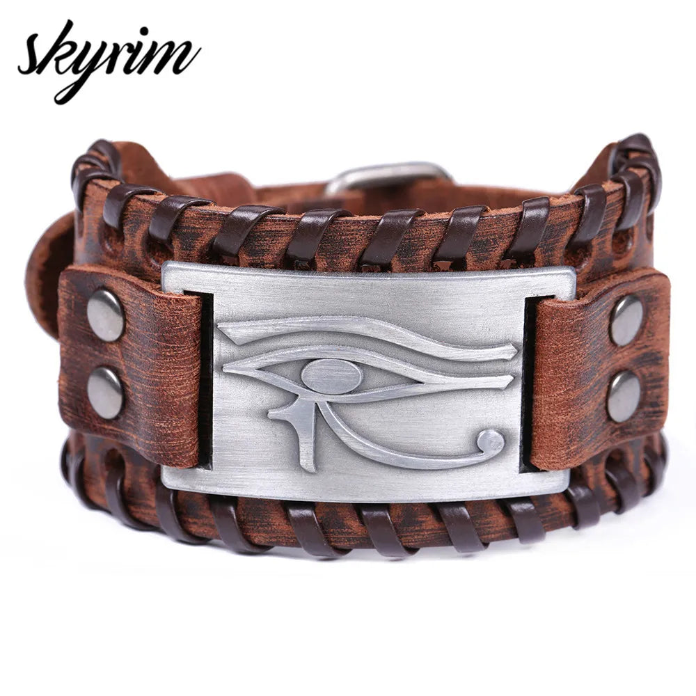 Skyrim Eye of Horus Leather Bracelet Egyptian Symbol Amulet