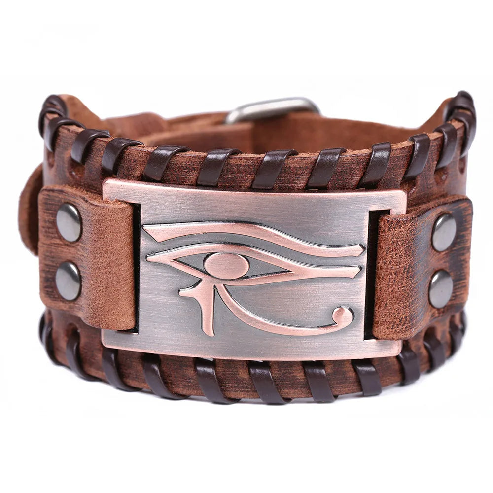 Skyrim Eye of Horus Leather Bracelet Egyptian Symbol Amulet