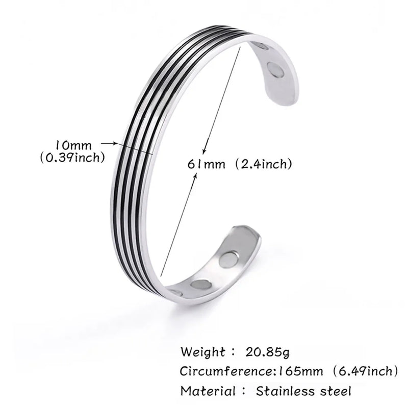 Skyrim Stripe Lines Magnetic Cuff Bracelet Stainless Steel Health Bangle