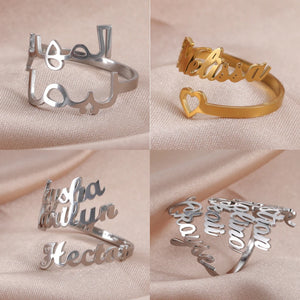 Skyrim Double Name Rings Stainless Steel Family Couple Ri