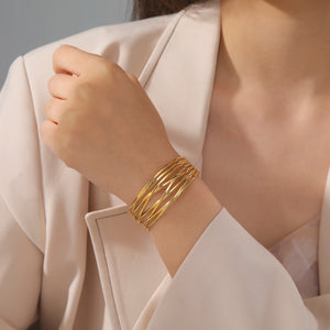 Skyrim Geometric Cuff Bracelet Women Stainless Bohemia Bangle Jewelry