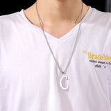 Skyrim Stainless Steel Letter Pendant Necklace Men's Alphabet Chain