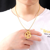 Skyrim Stainless Steel Letter Pendant Necklace Men's Alphabet Chain