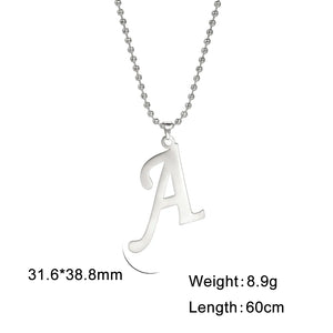 Skyrim Stainless Steel Letter Pendant Necklace Men's Alphabet Chain
