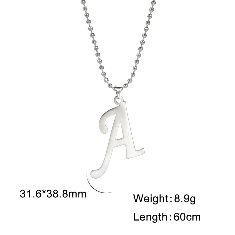 Skyrim Stainless Steel Letter Pendant Necklace Men's Alphabet Chain