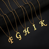 Skyrim Stainless Steel Letter Pendant Necklace Men's Alphabet Chain