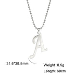 Skyrim Stainless Steel Letter Pendant Necklace Men's Alphabet Chain