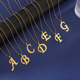 Skyrim Stainless Steel Letter Pendant Necklace Men's Alphabet Chain
